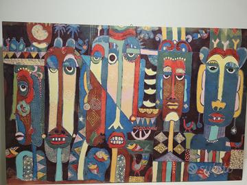 Batik africano originale con immagini di maschere