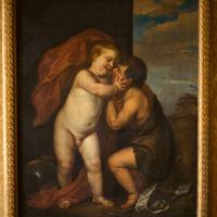 Gesù Bambino e San Giovanni Battista. Olio su tela