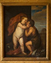 Gesù Bambino e San Giovanni Battista. Olio su tela