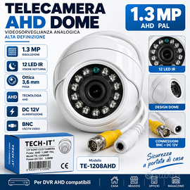 Telecamera AHD Dome 1.3MP 12 LED IR 3,6mm