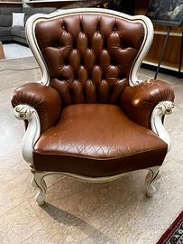 Sedia poltrona Bergere  in vera pelle