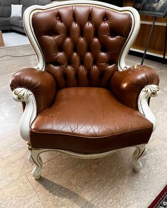 Sedia poltrona Bergere  in vera pelle