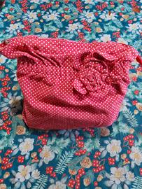 borsa a mano in tessuto morbido a pois 