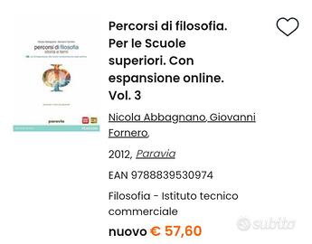 libro Percorsi di filosofia 3A+ 3B