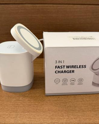 Caricabatterie wirless magnetico 3 in 1