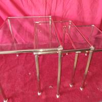 Set Tavolini originali d'epoca in vetro e metallo 