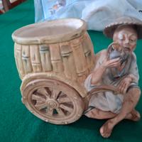 Statua anziano cinese porcellana