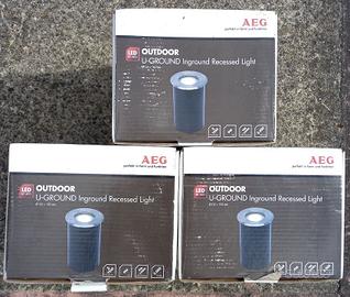 3 faretti esterni inasso, LED luce calda, IP67