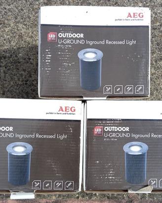 3 faretti esterni inasso, LED luce calda, IP67