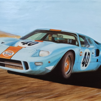 Quadro ad olio su tela . Ford GT40