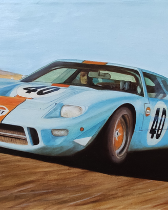 Quadro ad olio su tela . Ford GT40
