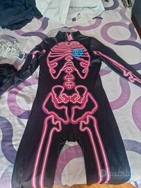 Tuta Costume Scheletro Rosa Elettrico