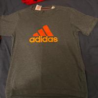 Maglietta Adidas grigia con logo arancione M