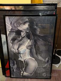 Poster Artistico Vintage B&N con Cornice e Vetro –