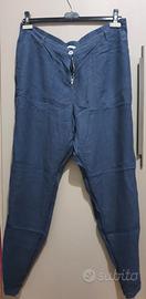 Pantaloni Elena Miró celesti in lino. Taglia 52