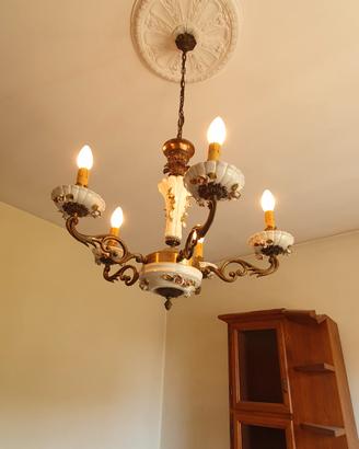 Lampadario in porcellana anni '50
