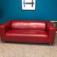 Divano klippan in pelle rosso