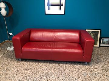 Divano klippan in pelle rosso