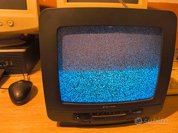 TV vintage portatile anni 90 con scatola e cavi 