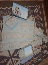 Copriletto lino e inseriti pizzo di cotone all unc