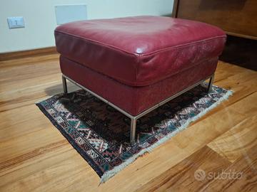 set in pelle rosso divano poltrona puff 