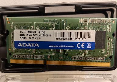ADATA 4GB DDR3L 1600MHz SODIMM per portatile