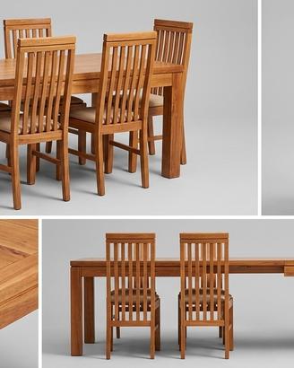 tavolo in legno allungabile con 6 sedie