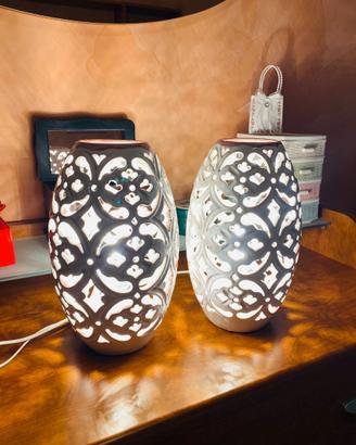 Coppia Abat-jour Ceramica Design Floreale
