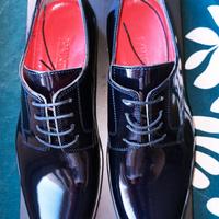 scarpe uomo n.41 vernice blu, nuove