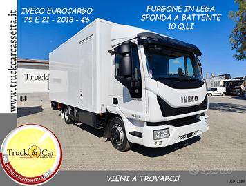 IVECO EUROCARGO 75E21-2018-FURGONE+SPONDA-€6