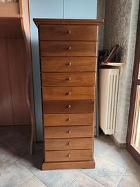 CASSETTIERA IN ARTE POVERA CON 10 CASSETTI