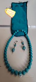 collana/ orecchini - perle in pasta di turchese