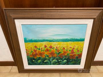 Quadro con cornice campo di fiori 72x62 nuovo