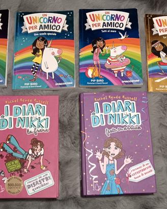 Libri "diari di nikki" e "un unicorno per amico"