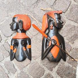 figure uomo e donna tribale in legno 25x13 