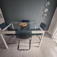 Tavolo allungabile vetro + 4 sedie design Moderno