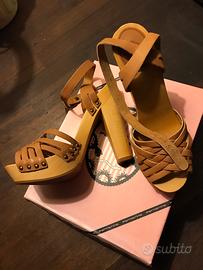 FORNARINA  sandalo zoccolo cuoio n 40