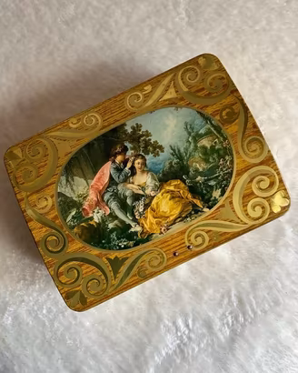 Scatola in latta vintage romantica ALEMAGNA