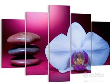 quadro tela 5 pezzi orchidea spa