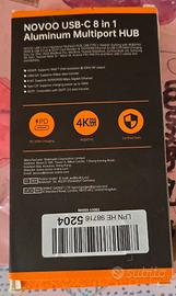 NOVOO USB-C 8 in 1 Hub Alluminio Argento