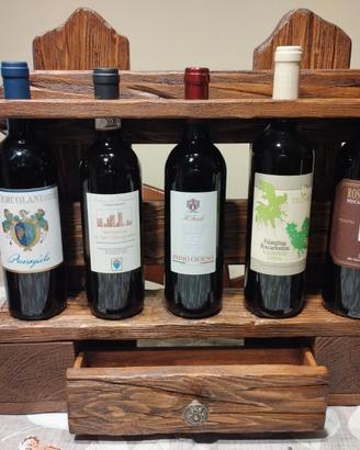 Cantinetta Portabottiglie da Tavolo in Legno Masse