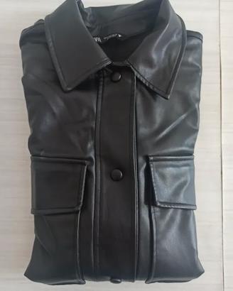 Giacca ecopelle nera oversize Zara donna taglia S