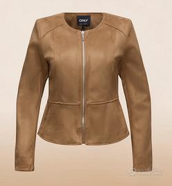 Giacca taglio sartoriale in suede, nuova