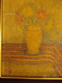 Raro quadro vintage tecnica puntinismo firmato