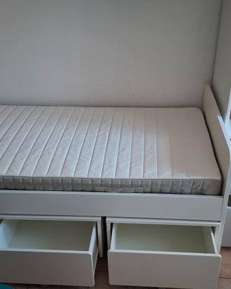 LETTO SINGOLO IKEA CON LIBRERIA E CASSETTI CONT.