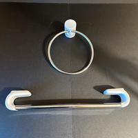 2 porta salviette in porcellana, acciaio anni 80