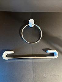 2 porta salviette in porcellana, acciaio anni 80