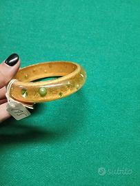 Bracciale artigianale resina e foglia oro 24 kt