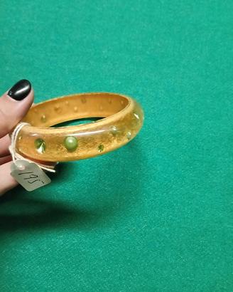 Bracciale artigianale resina e foglia oro 24 kt