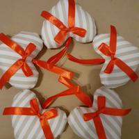Decorazioni natalizie 5 cuori a righe con fiocco
